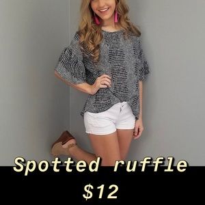 Red Lolly | black patterned blouse.